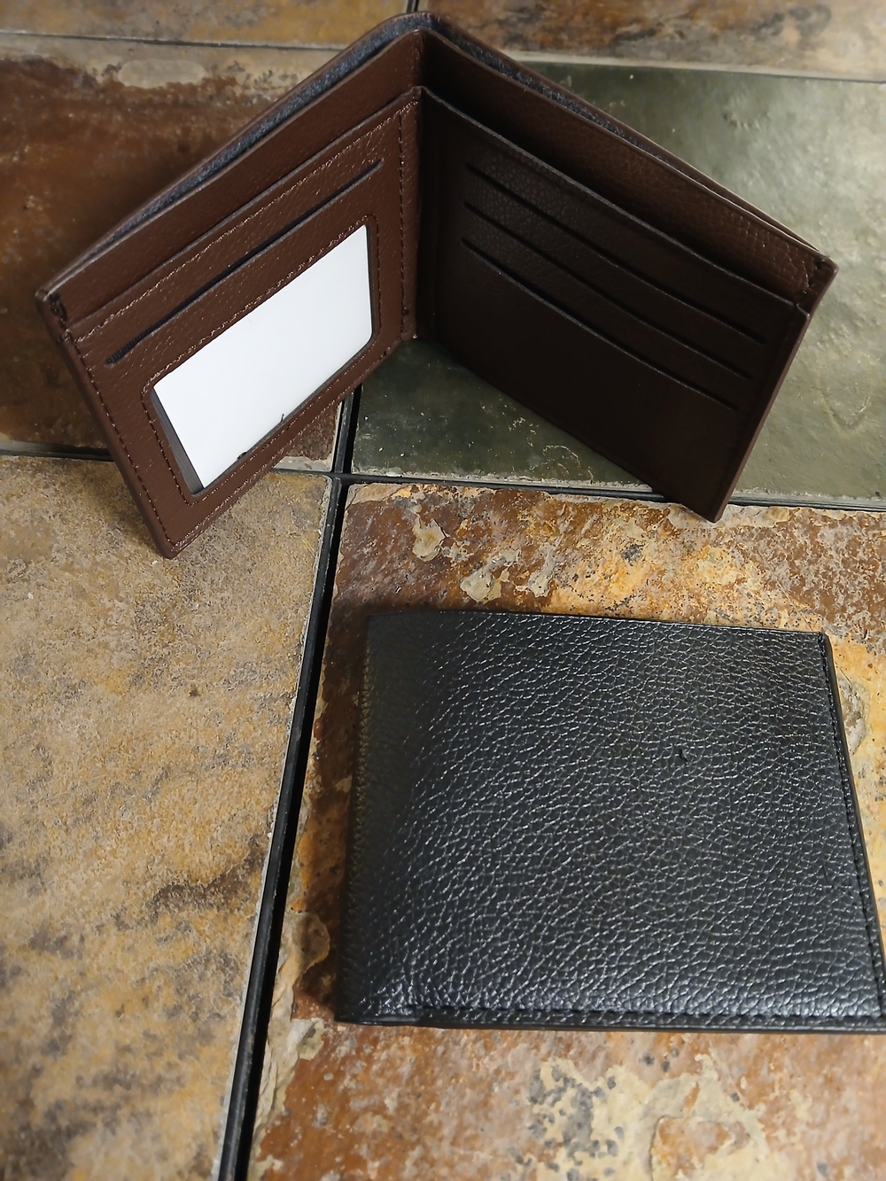 Classic Bifold PU Leather Wallet -2 Pack - Brown & Black